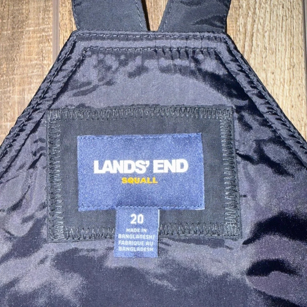 Lands End Squall Kids Black Insulated Snow Bib Overalls Size 20 RN 62830